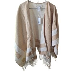 Walter Baker NWT Veruschka Poncho Camel / Ivory Reversible One Size